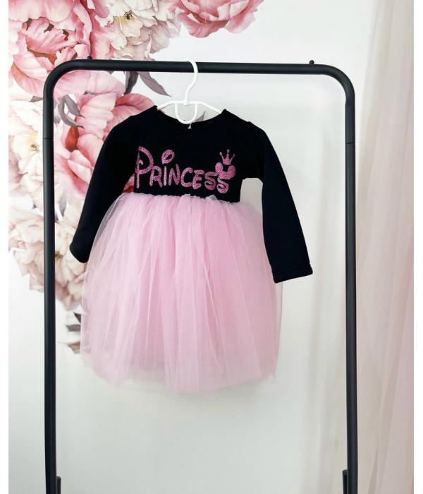 Сукня чорна з фатіном + друк (Princess)