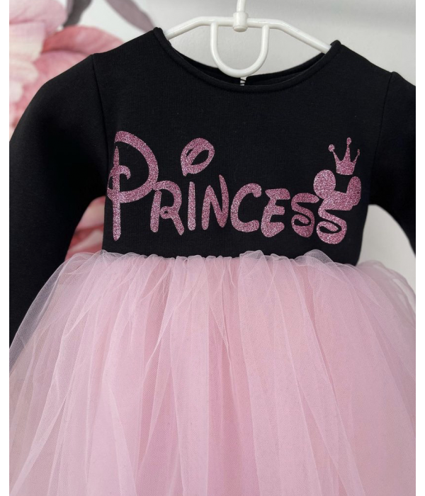 Сукня чорна з фатіном + друк (Princess)