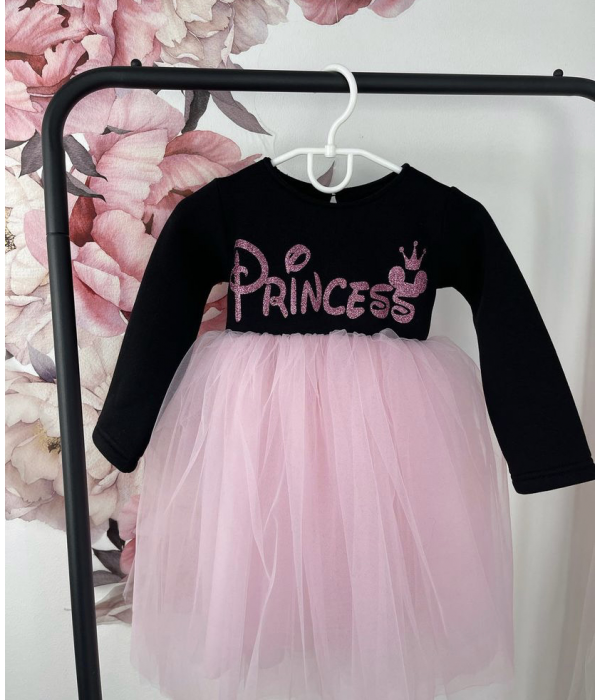 Сукня чорна з фатіном + друк (Princess)